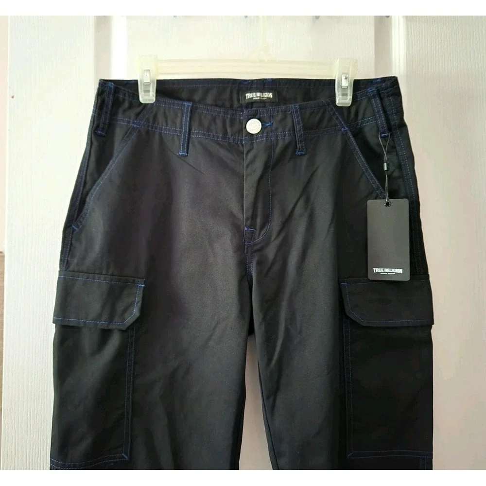 True Religion Men's Cargo Pants‎ Size 30 Jet Black 108335